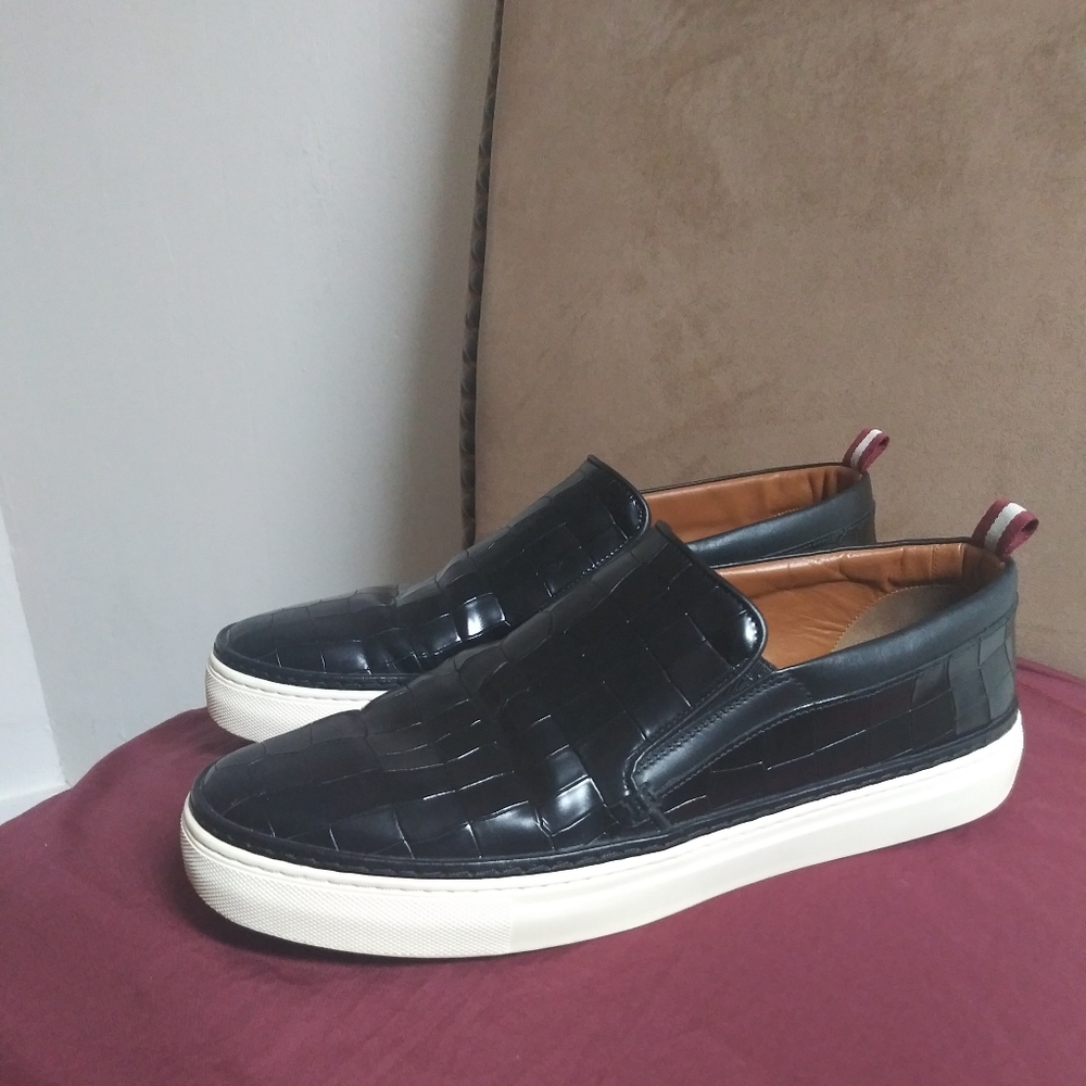 Bally Black Herrison Croc Embossed Slip-on